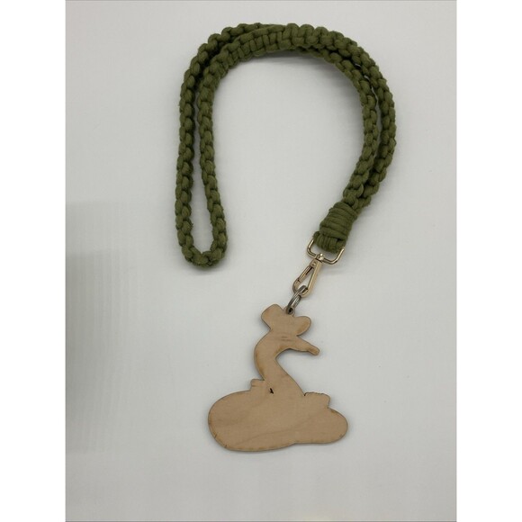 Handmade Green Macrame Lanyard Keychain Fancy Snek Snake Kitschy Cool - Picture 6 of 10